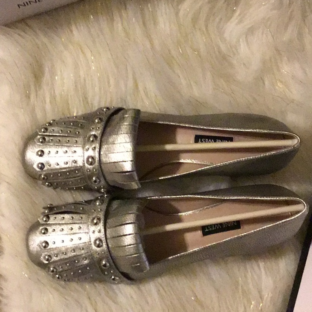 Nine West Wesh penny loafers in silver